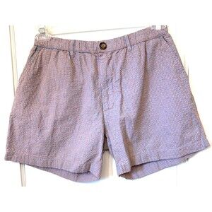 Chubbies Shorts Mens M Seersucker  Orange Blue Chino Casual Preppy Athleisure